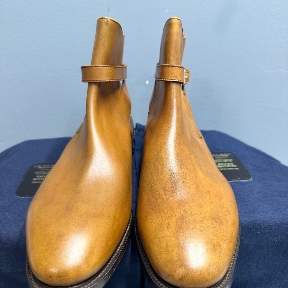Brooks Brothers Peal & Co Mens Chestnut Burnished Leather Jodhpur Boots 10 D NEW - Picture 3 of 16